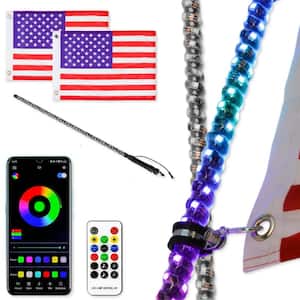 3 ft. LED Whip Light RGB Waterproof Multi-Color Flagpole Lamp Bowlight for Offroad Sand Rails Buggies