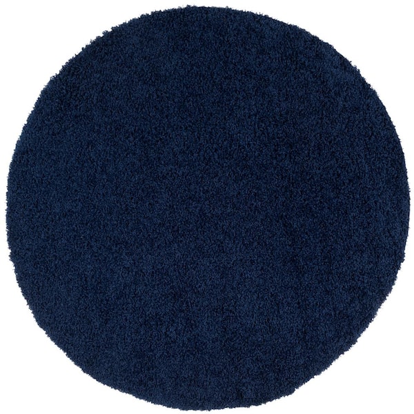 SAFAVIEH Athens Shag Navy 7 ft. x 7 ft. Round Gradient Solid Area Rug