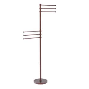 Towel Stand with 6-Pivoting 12 in. Arms in Antique Copper
