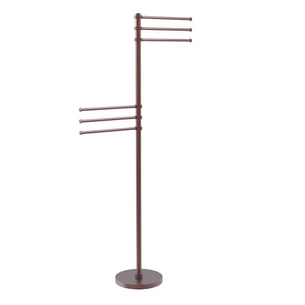 Allied Brass Towel Stand with 6-Pivoting 12 in. Arms in Antique Copper