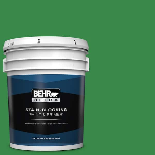 BEHR ULTRA 5 gal. #P400-7 Paradise of Greenery Satin Enamel Exterior Paint & Primer