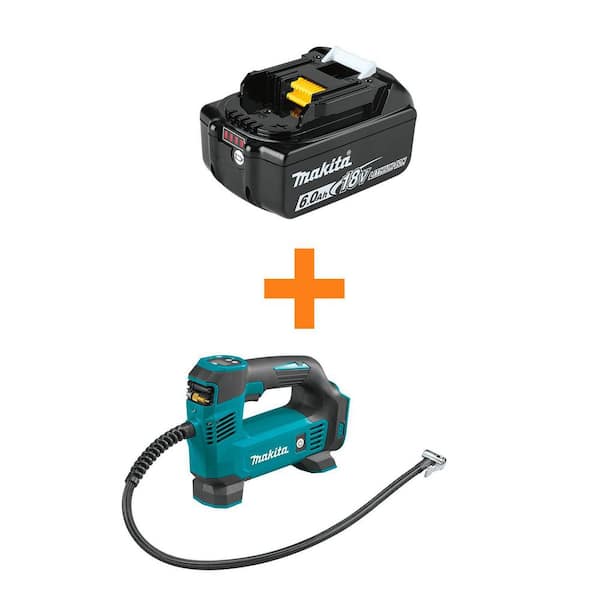 Makita 18V LXT Lithium-Ion 6.0 Ah Battery with LXT Lithium-Ion Cordless Inflator (Tool-Only) BL1860BDMP180ZX - The Home Depot