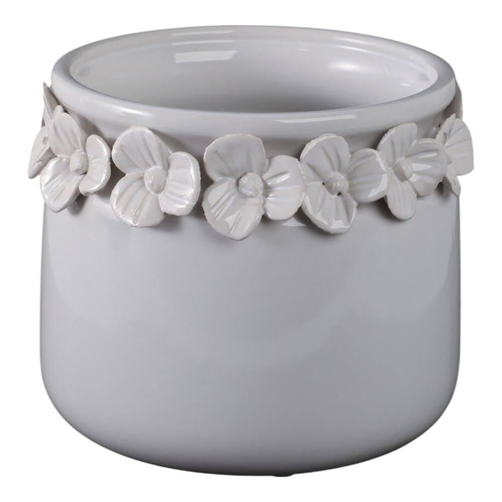 White Ceramic Round Floral Pot Planter (6 in. W x 5 in. H) price history on PriceWatchPro
