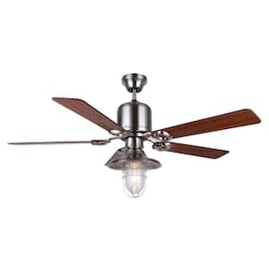 Sawyer 48 in. Brushed Nickel Ceiling Fan with 5-Reversible Blades and Clear Glass