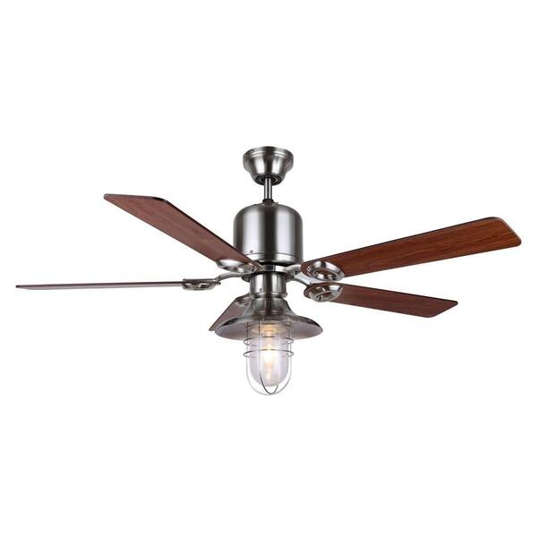 Unbranded Sawyer 48 in. Brushed Nickel Ceiling Fan with 5-Reversible Blades and Clear Glass