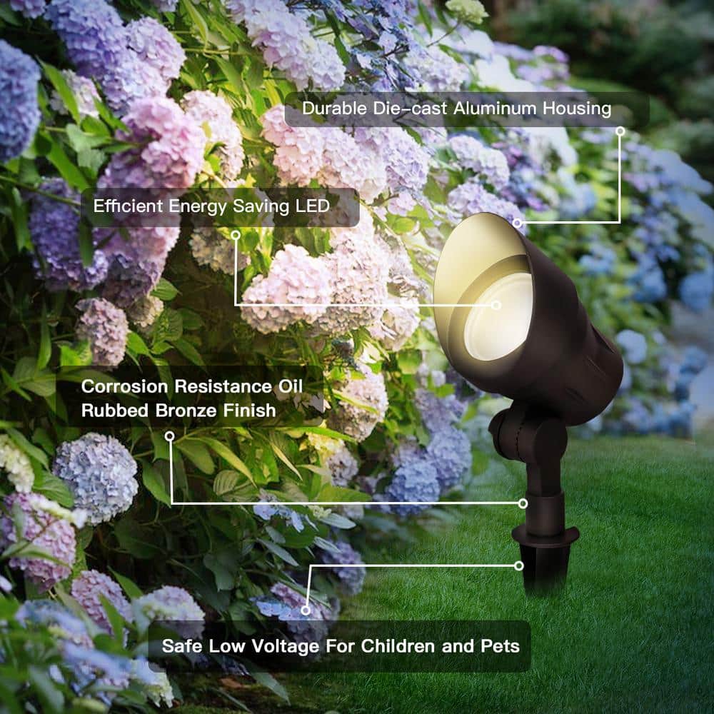 Bronze 4-Pack Low Voltage LED Landscape Spotlights