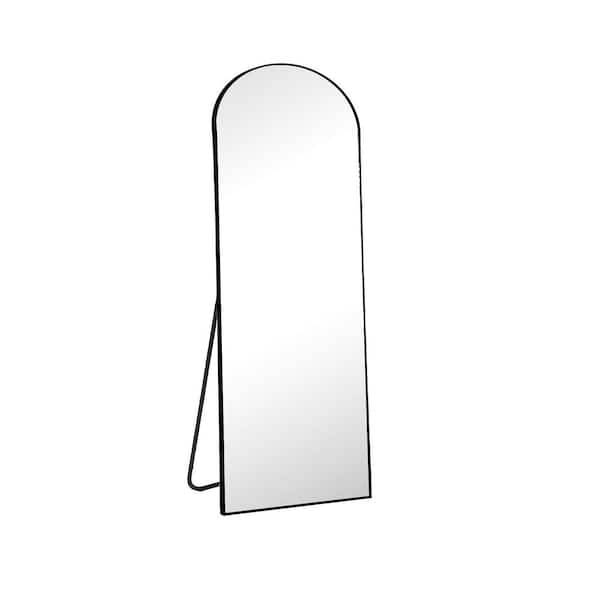 HOMLUX Black Frame 21 in. W x 64 in. H Arched Metal Full Length Mirror