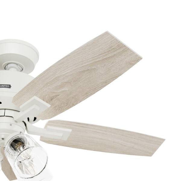 Hunter - Gatlinburg 44 in. Indoor Matte White Ceiling Fan with Light Kit and Remote Included