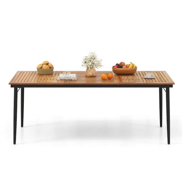 Kadehome 79 in. W Acacia Wood Patio Dining Table Rectangular