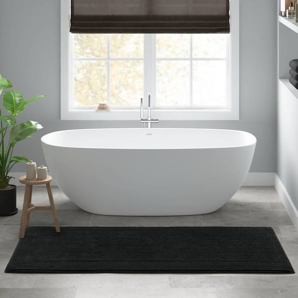 Splendor Black 24 in. x 72 in. 100% Cotton Tufted 3000 GSM Reversible Bath Rug