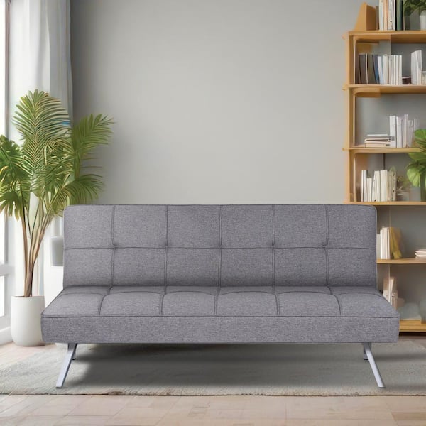 MAYKOOSH Gray Modern Futon Sofa Bed Convertible Futon with Linen Fabric for Premium Comfort Stylish Durable. 70126MK