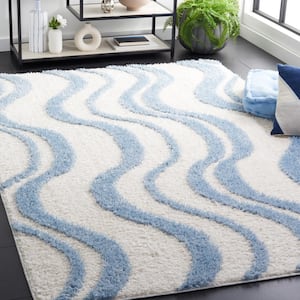 Norway Blue/Ivory 7 ft. x 7 ft. Abstract Striped Square Area Rug