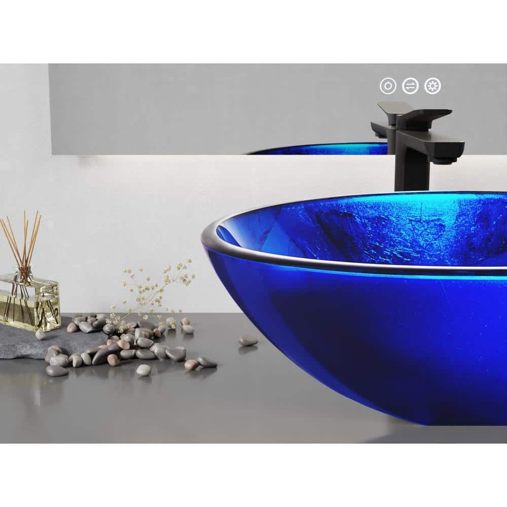 Stellar Blue Glass Above-Counter Circular Bathroom Sink