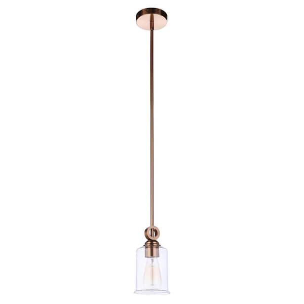 CRAFTMADE Romero 60 Watt 1 Light Satin Brass Finish Dining/Kitchen Island Mini Pendant Light w/Clear Glass, No Bulbs Included