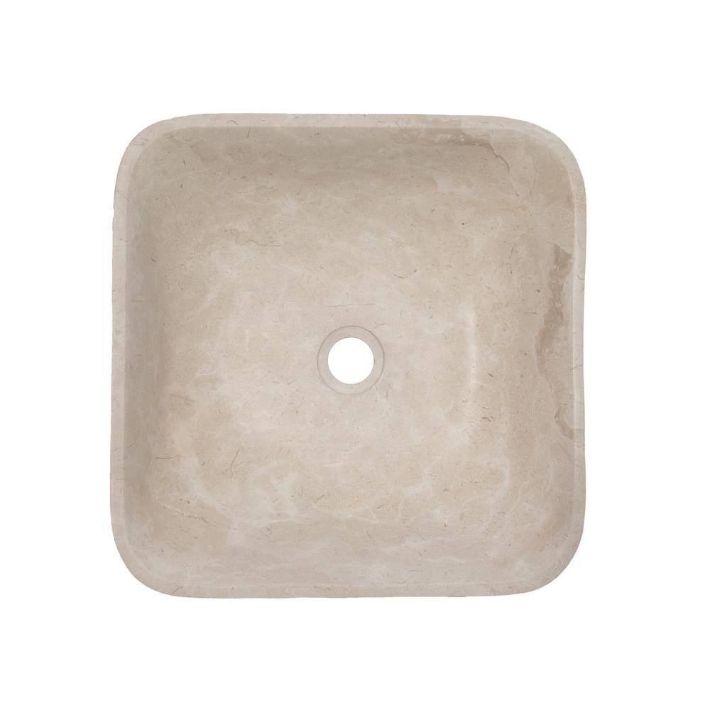 Creamy White Marble Square Bathroom Vessel Sink