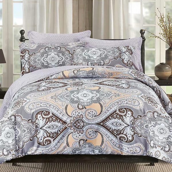 Shatex 4-Piece Brushed Microfiber Bedding Sheet Set-Fade and Stain Resistant Ultra Soft Polyester-Tiwn- Gray