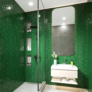 Viva Hex Antic Verde 5-7/8 in. x 6-3/4 in. Ceramic Wall Tile (9.24 sq. ft./Case)