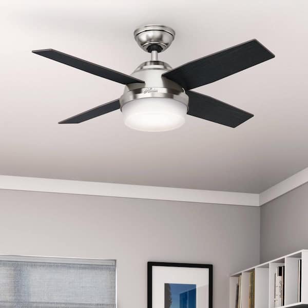 Dempsey 44 in. Brushed Nickel Indoor Ceiling Fan with LED Light Kit and Handheld Remote
