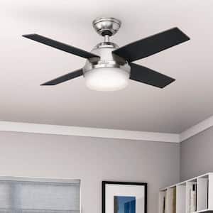 Dempsey 44 in. LED Indoor Brushed Nickel Ceiling Fan with Universal Remote