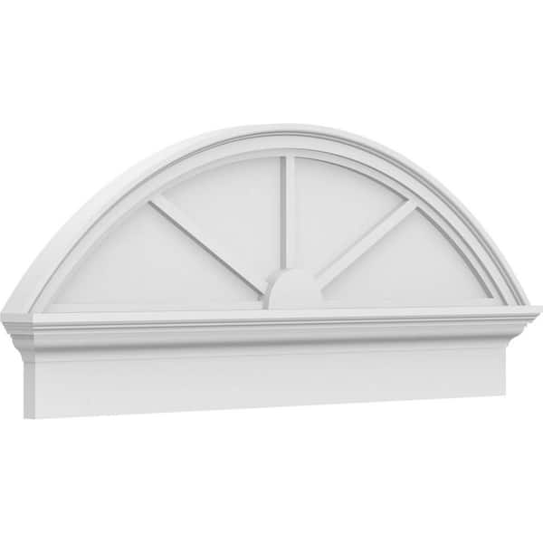 Ekena Millwork 2-3/4 in. x 42 in. x 17-3/8 in. Segment Arch 3-Spoke Architectural Grade PVC Combination Pediment Moulding