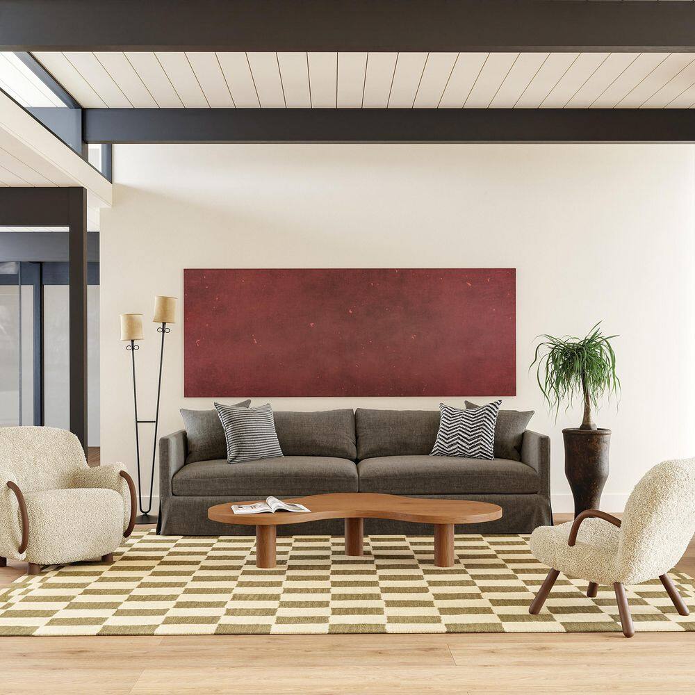 Olive and Beige Hand-Tufted Wool Rectangular Area Rug 4' x 6'