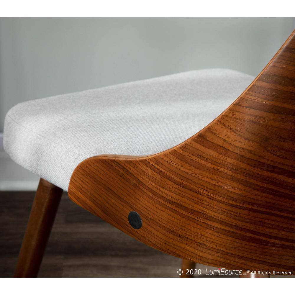 Scandinavian High Walnut & Grey Upholstered Wood Side Chair