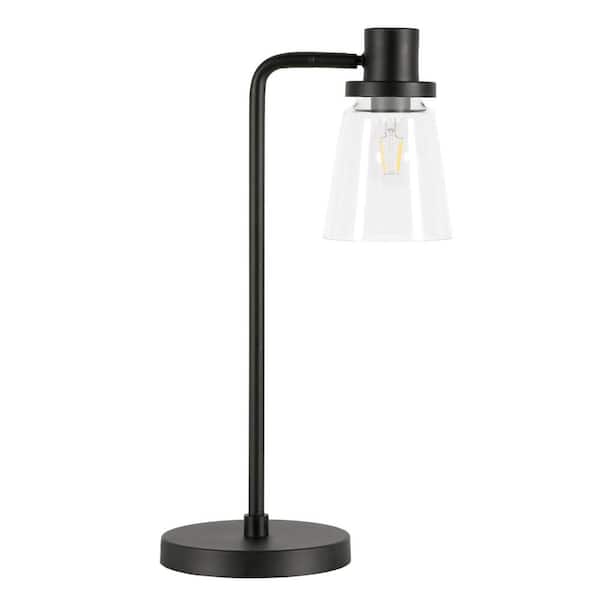 HomeRoots 21 in. Clear Modern Integrated LED Bedisde Table Lamp with Clear Glass Shade