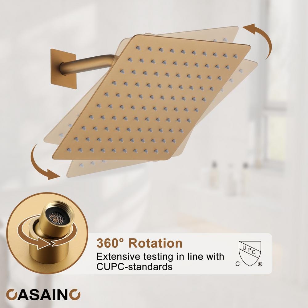 Brushed Gold Multi-Head Wall Mounted Shower System