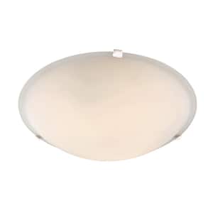 15 in. 3-Light White Flush Mount Ceiling Light Fixture with Marbleized Glass Shade