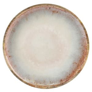 15.9 in. Blush Pink Mango Wood Round Serving Platter
