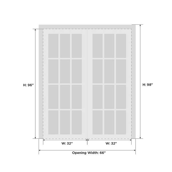 Sartodoors 64 in. x 96 in. 2 Panel White Finished Solid Wood