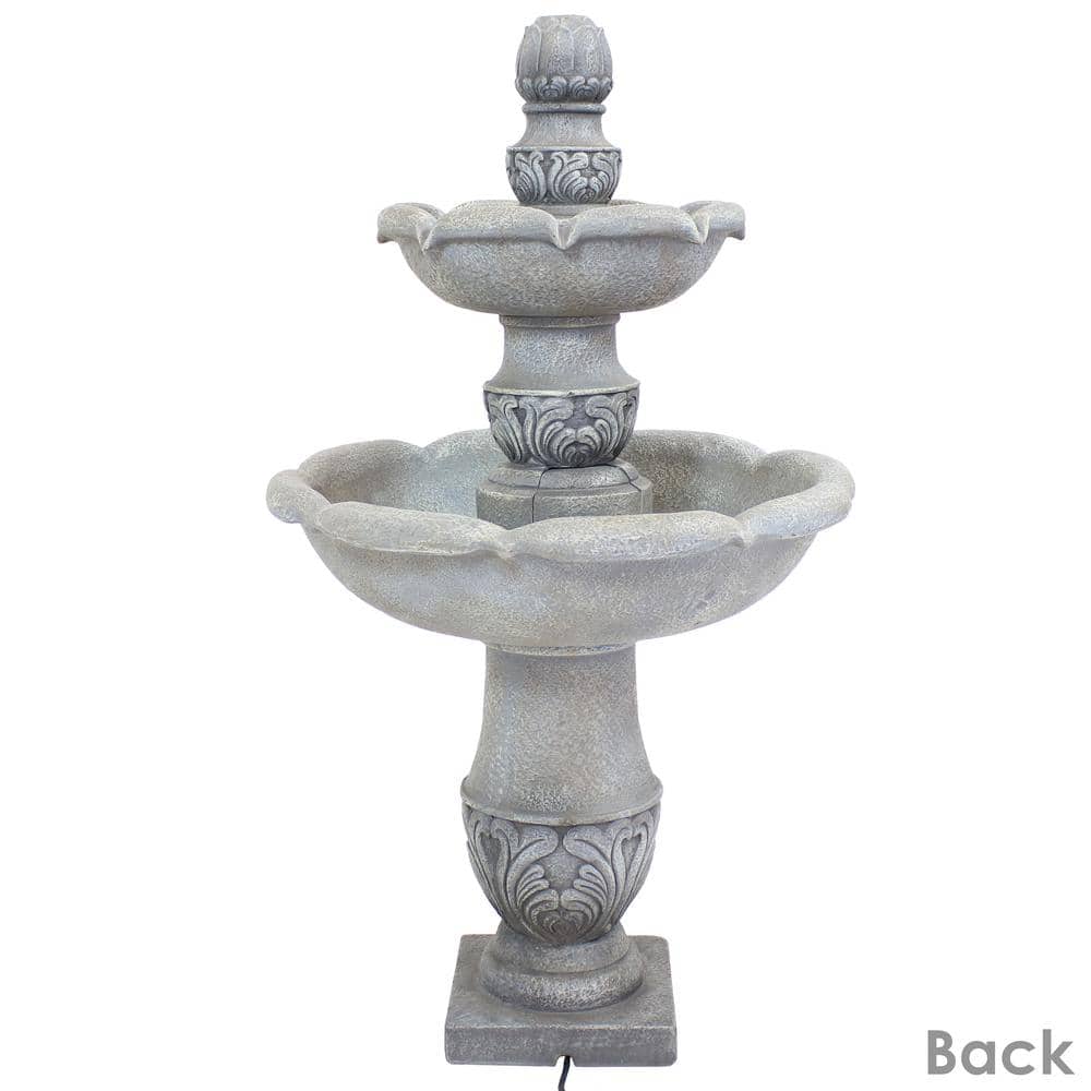 50" Dusty Gray Fiberglass Reinforced Concrete 2-Tier Outdoor Water Fountain