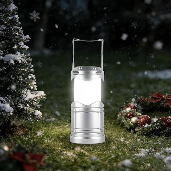 Silver Battery Powered Portable Collapsible Hanging Night Light