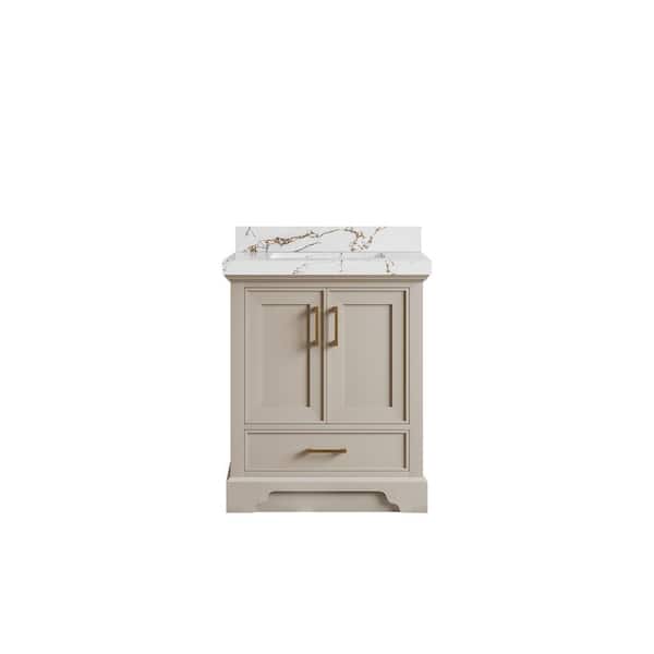 Willow Collections Charlotte 30 in. Single Sink Freestanding Fine Grain Bath Vanity with Viola Brown Qt. Top Unassembled