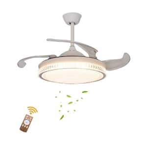 42 in. Integrated LED Indoor White Modern Retractable 6-Speed Ceiling Fan with Remote and Reversible Motor
