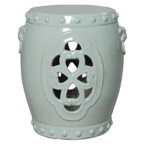 Clover 18.5 in. H Celadon Round Ceramic Garden Stool