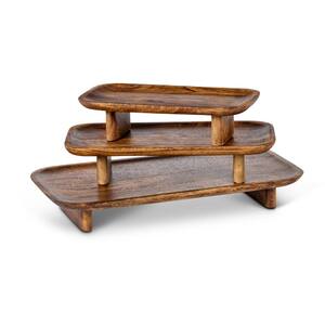 15 in. L Elevated Brown Mango Wood Serving Boards (Set of 3)