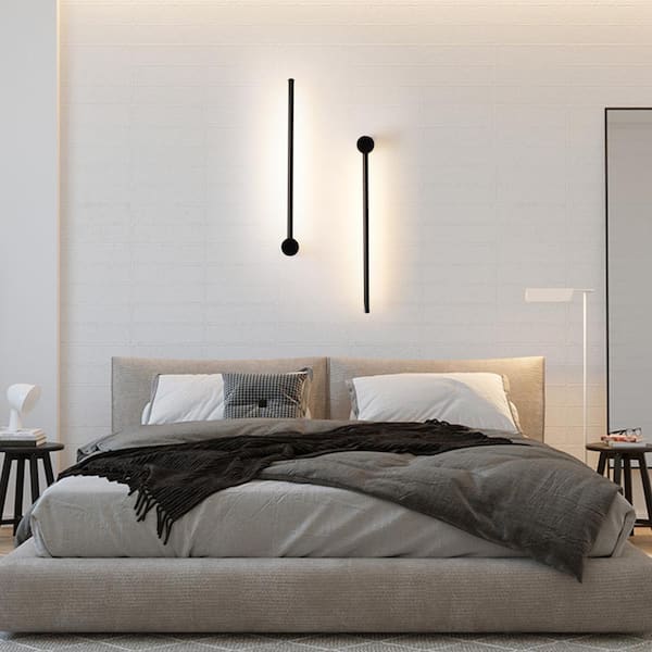 LamQee 23.6 in. Modern 1-Light Black Wall Sconce LED Wall Lamp with Plug
