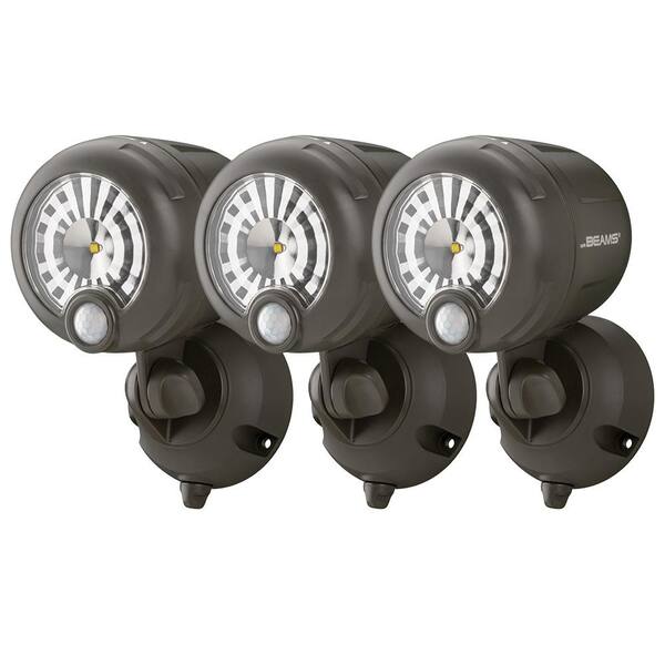 Mr Beams Wireless 120-Degree Bronze Motion Sensing Outdoor Integrated LED Security Spot Light (3-Pack)