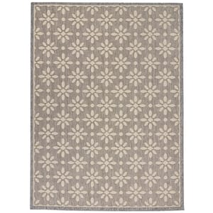 Palamos Grey 6 ft. x 9 ft. Textured Geometric Contemporary Indoor/Outdoor Area Rug