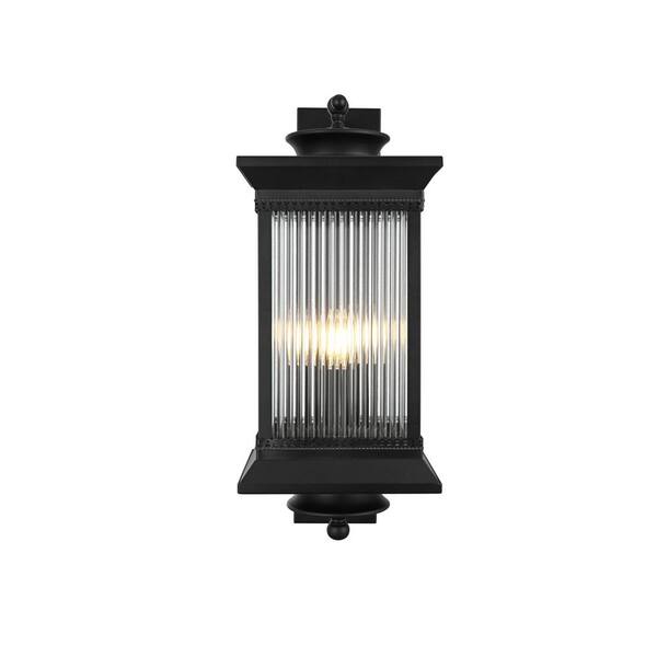 23.5 in. Black Outdoor Hardwired Wall Sconce with No Bulbs Included
