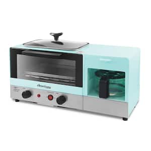 Retro Collection 3-in-1 Blue Breakfast Station 4-Slice Toaster Oven, Coffee Maker, and Griddle