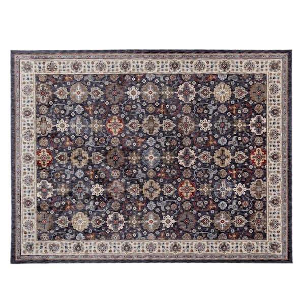 Home Decorators Collection Earltown Navy 6 ft. 7 in. X 9 ft. 2 in. Oriental Polyester Area Rug