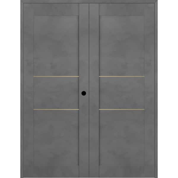 Belldinni Vona 07 2H Gold 72 in. x 80 in. Left Hand Active Dark Urban Wood Composite Double Prehung Interior Door