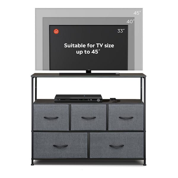 ZIRUWU Dresser TV Stand, Entertainment Center with Fabric Drawers, Media  Console Table with Open Shelves for TV up to 45 inch ZQP-TV158STDA - The  Home Depot