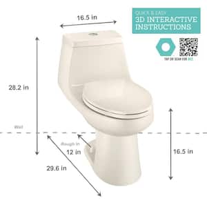 1-Piece 1.1 GPF/1.6 GPF High Efficiency Dual Flush Elongated All-in-One Toilet in Biscuit