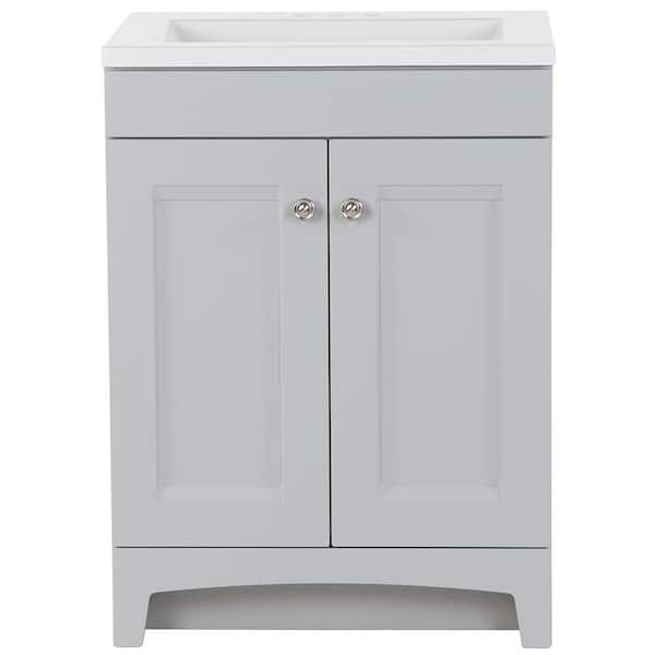Delridge 25 in. Single Sink Pearl Gray Bath Vanity with White Cultured Marble Top (Assembled)