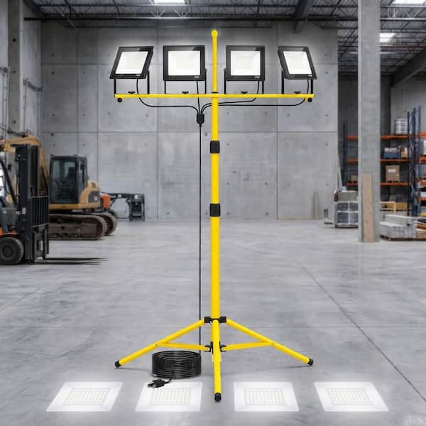 22000 Lumen 3-Head LED Work Light with Adjustable Foldable Tripod Stand, IP66 Waterproof, 110V Power Source, Tool Only