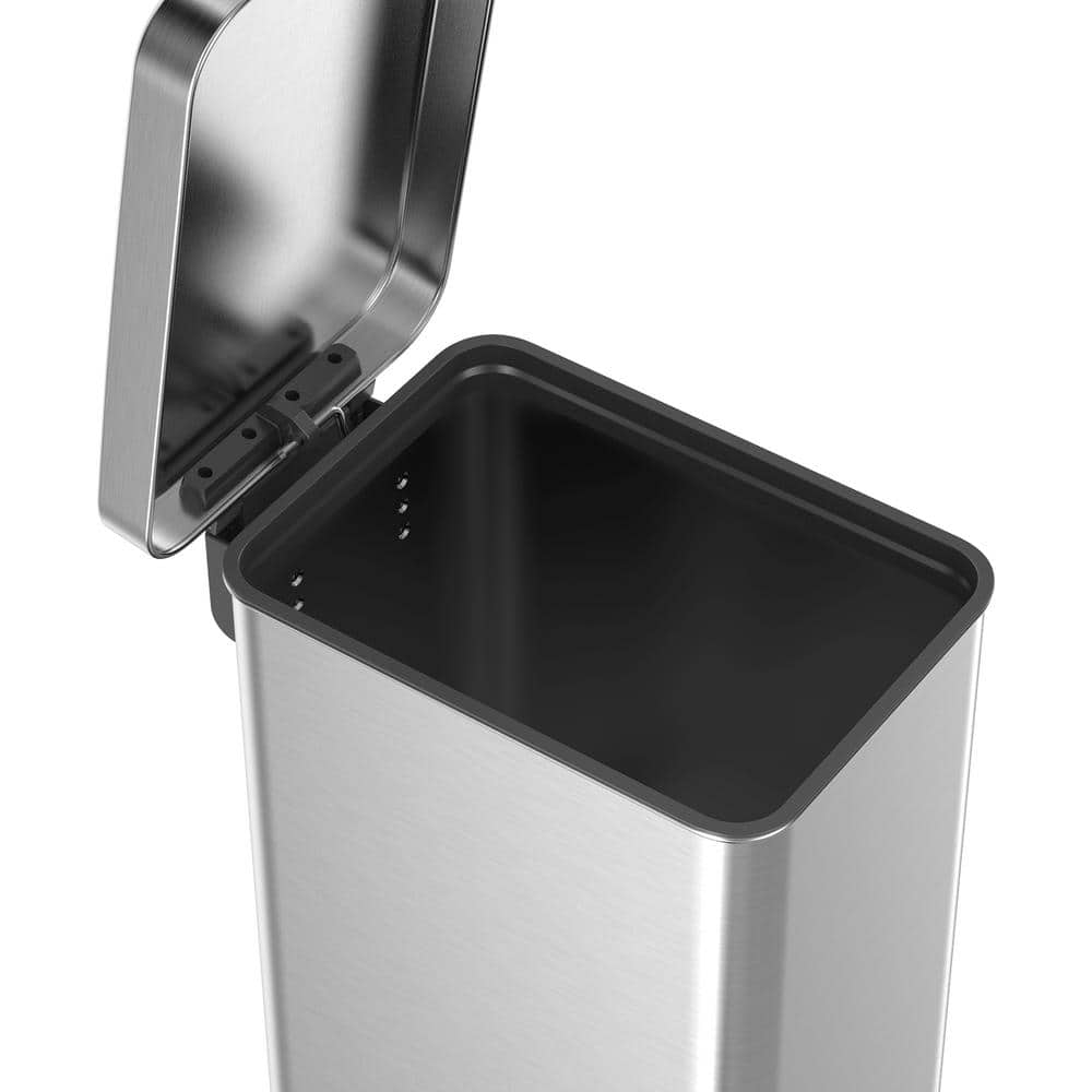 50L Fingerprint Resistant Stainless Steel Slim Step-On Trash Can