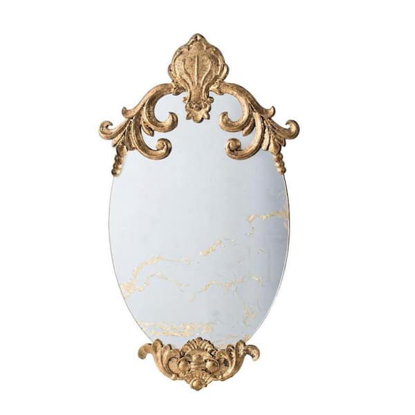 HomeRoots 14.8 in. W x 26 in. H Wood Gold Vanity Mirror